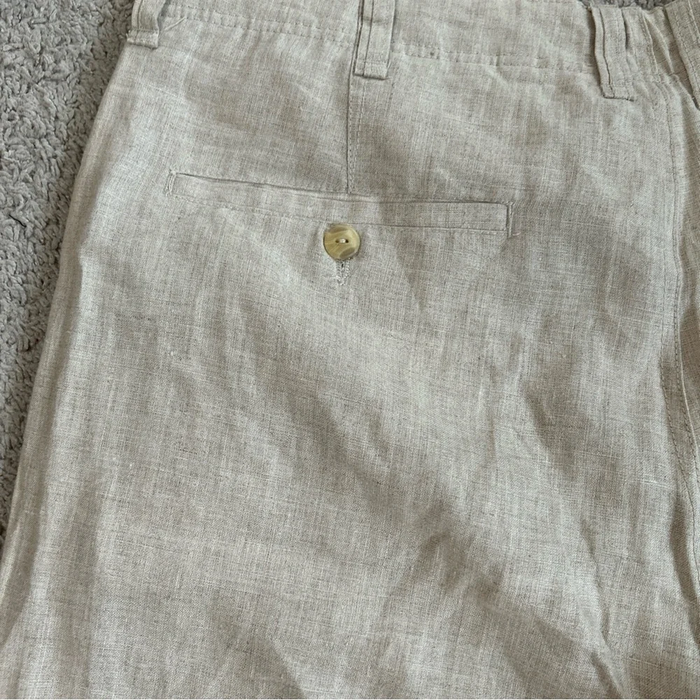 Sean John Light Tan Linen Drawstring Chinos inseam 34